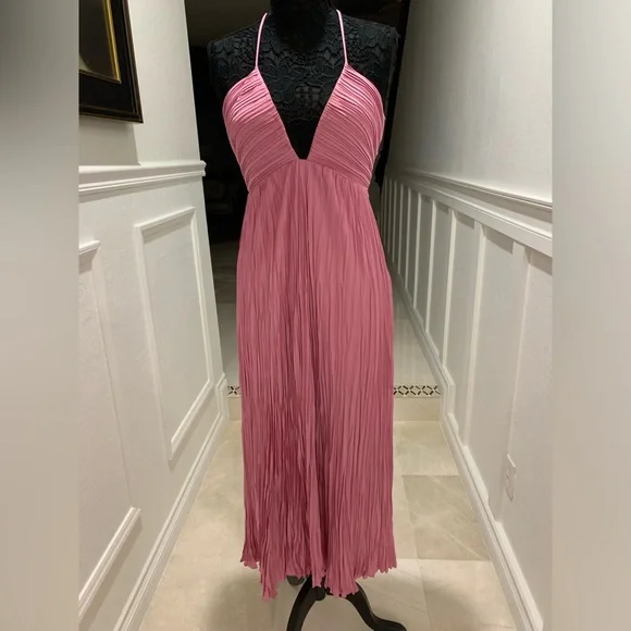 strapless open back dress A.L.C. Renzo Sleeveless Pleated Midi Dress Black Size 0 NEW – Celebrity  Owned